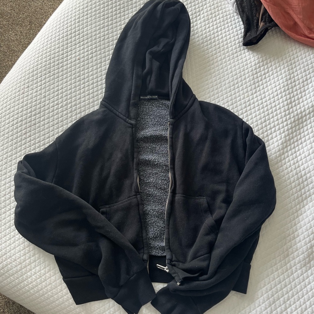 Cropped black brandy Melville hoodie
